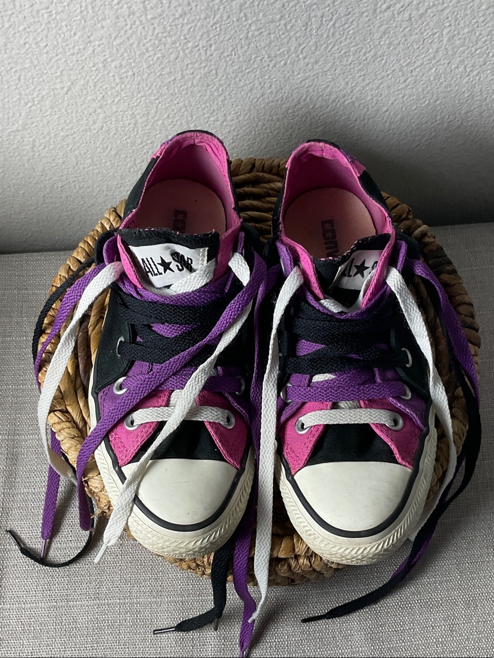 Converse All Star 129411F Pink Purple Black Patchwork Low Top Women’s 6/Kids 4 - Picture 4 of 9